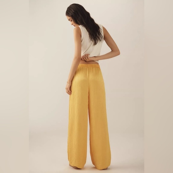 NWT! Anthropologie Golden Yellow Textured Satin Pull-On Pants - Size XS 🎃 - Picture 4 of 6